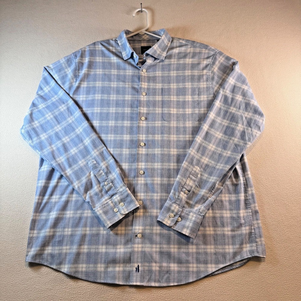 Johnnie-O Mens Hendley Performance Plaid Shirt Laguna Blue XL